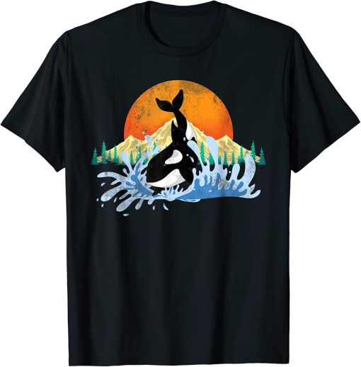 Killer Whale Aquarist Gift Ocean Animal Sun Mountains Orca T-Shirt