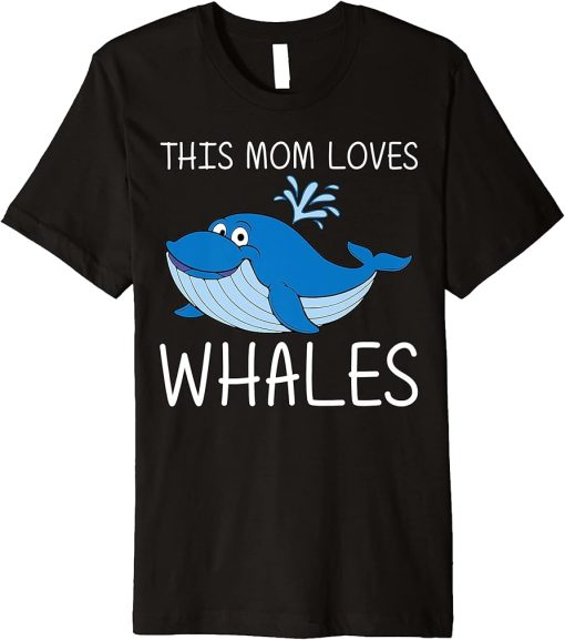 Funny Whale Art For Mom Mama Orca Narwhal Blue Whales Premium T-Shirt