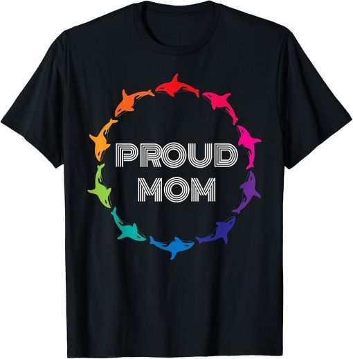 Proud Mom LGBTQ Gay Pride Awareness - White / Black T-Shirt