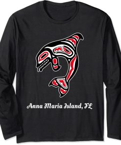 Native American Anna Maria Island FL Red Orca Killer Whale Long Sleeve T-Shirt