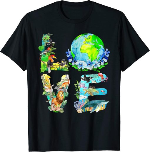 Love World Earth Day 2023 Planet Environmental Animal T-Shirt