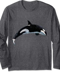 Whale Orca Shirt Whale Polygon Back Fin Sea Animal Fish Long Sleeve T-Shirt