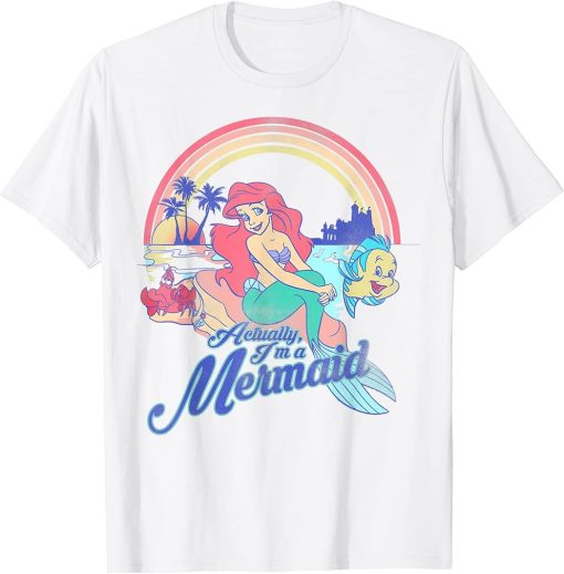 Little Mermaid Pastel Rainbow Retro Graphic T-Shirt T-Shirt