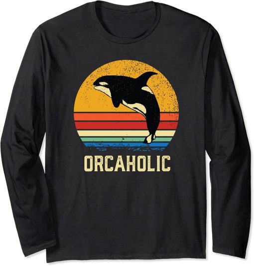 Retro Orca Whale Shirt Killer Whale Shirt | Orca Puns Long Sleeve T-Shirt